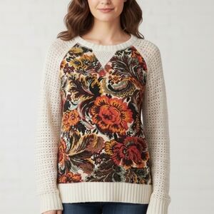 Sz S Miss Me Boho Y2K Embellished Floral Lace Women's Knit Top